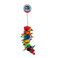 Cheeky Bird Block & Rope Wooden Bird Toy w/ Bell Medium image