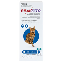 Bravecto Cat 3 Month Spot On Tick & Flea Treatment 2.8-6.25kg Medium Blue 2 Pack image