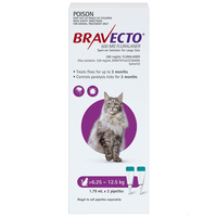 Bravecto Cat 3 Month Spot On Tick & Flea Treatment 6.25-12.5kg Large Purple 2 Pack image