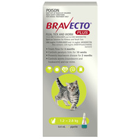 Bravecto Plus 3 Month Cat Spot On Tick & Flea Treatment 1.2-2.8kg Small Green image
