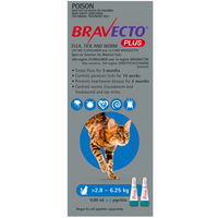 Bravecto Plus Cat 4 Month Spot On Tick & Flea Treatment 2.8-6.25kg Medium Blue image