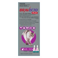 Bravecto Plus Cat 4 Month Spot On Tick & Flea Treatment 6.25-12.5kg Large Purple image