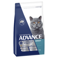Advance Adult Sensitive Skin & Digestion Dry Cat Food Turkey w/ Rice 2kg image