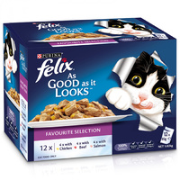 Felix Favourite Selection Cat Food Chicken Beef Salmon 85g x 12  image