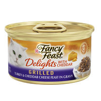 Fancy Feast Delights w/ Cheddar Wet Cat Food Turkey & Cheddar Cheese 24 x 85g image