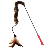 Gigwi Feather Teaser Cat Wand with Feather and Plush Tail Toy image