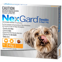 Nexgard Very Small Dogs Tasty Chews Tick & Flea Treatment 2-4kg - 2 Sizes image