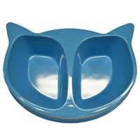 Scream Cat Face Heavy Duty Plastic Pet Double Bowl 350ml - 4 Colours image