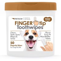 Petkin Fingertip Tooth Wipes for Dogs & Cats Peanut Butter 50 Pack image