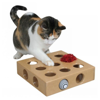 SmartCat Peek-And-Play Wooden Cat Toy Box 26 x 26 x 6cm image