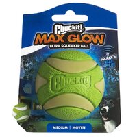 Chuckit Max Glow Ultra Squeaker Ball Interactive Dog Toy Medium 1 Pack 6cm image