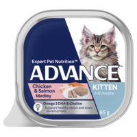 Advance Kitten 2-12 Months Wet Cat Food Chicken & Salmon Medley 7 x 85g image