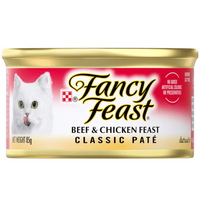 Fancy Feast Adult Classic Pate Wet Cat Food Beef & Chicken Feast 24 x 85g image