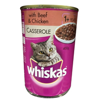 Whiskas Adult 1+ Years Wet Cat Food Casserole w/ Beef 400g x24 image