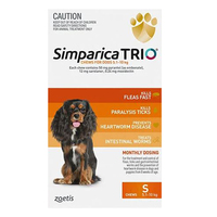 Simparica Trio Flea & Tick Control for Small Dogs 5.1-10kg Orange - 2 Sizes image
