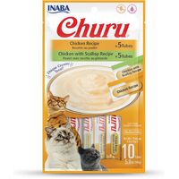 Inaba Churu Puree Lickable Cat Treat Chicken & Chicken with Scallop 10 x 0.5oz image