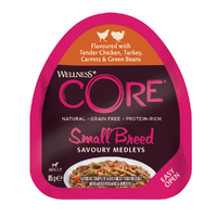 Wellness Core Adult Small Breed Savoury Medleys Dog Food Chicken & Turkey 85gx12 image